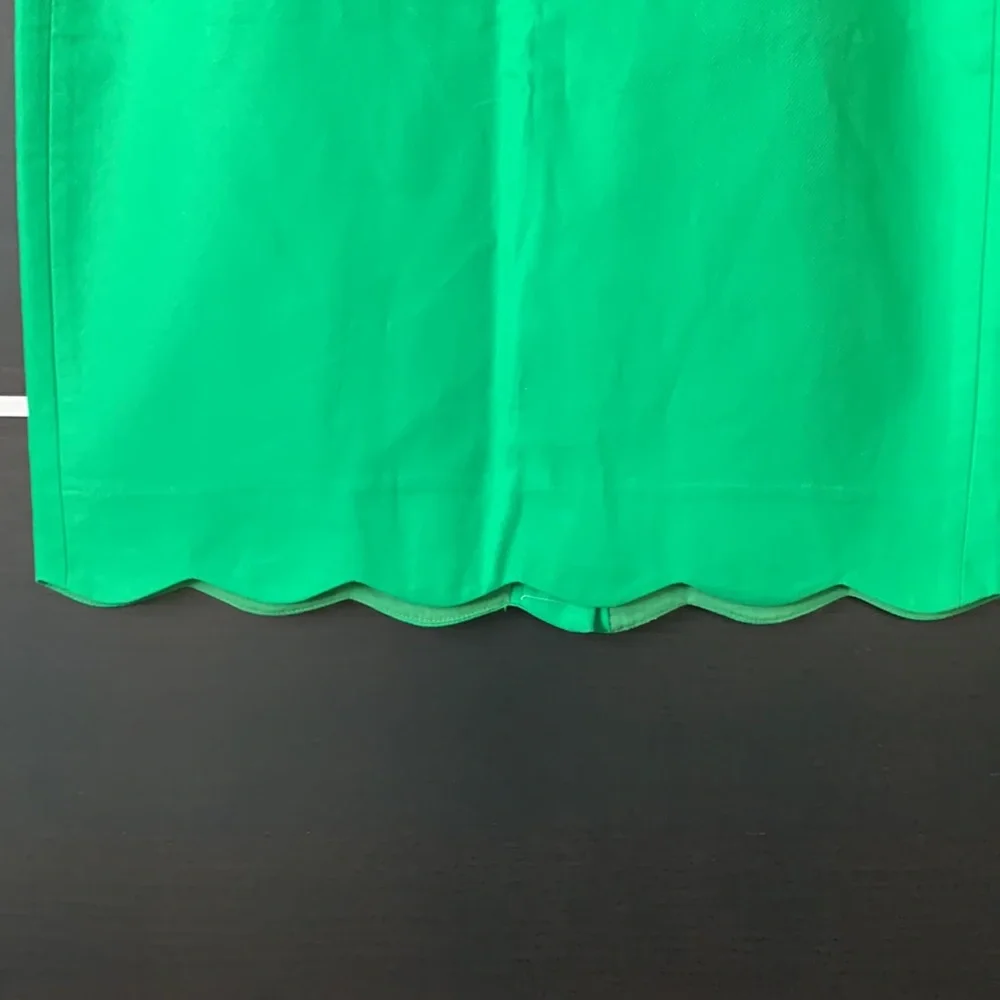 J. Crew Green Pencil Scalloped Hem Skirt